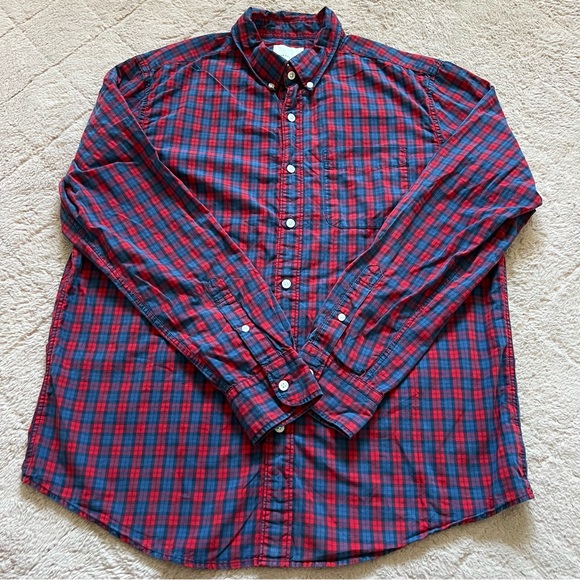American Eagle 100% Cotton Checkered Plaid Button Down Shirt Men’s Size L - Picture 1 of 7